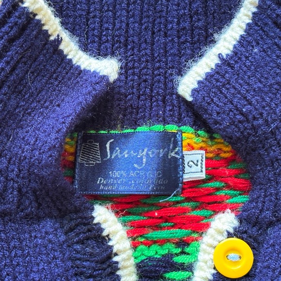 Childrens Peruvian Colorful Knit Sz 2 Sweater 3D Crochet People Rainbow Stripes - Picture 6 of 6